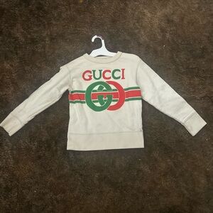 Gucci Kids Beige Sweatshirt with Red and Green Logo